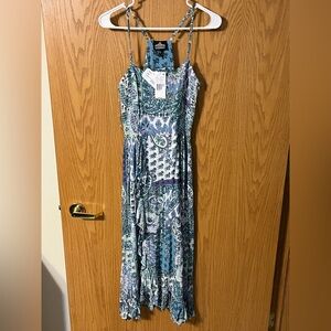 Angie Blue Teal Paisley Maxi Dress